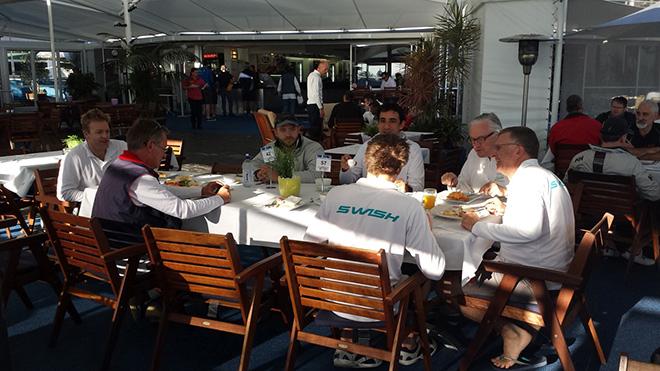 Crew of Swish at breakfast at RQYS © Lisa Ratcliff